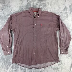 Cinch long sleeve button up mens shirt Large geometric pattern monogram collar